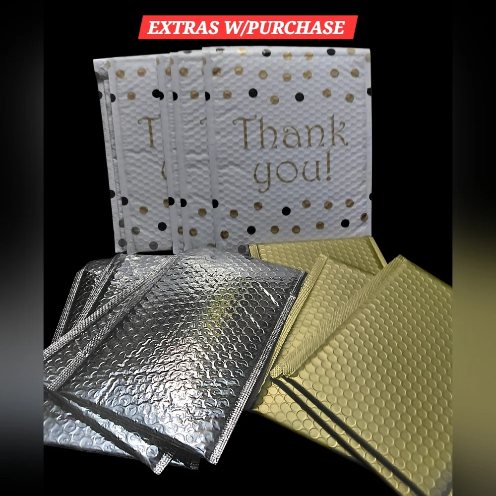 🦋LAST ONE: 15ct. Bubble Mailers 9x11 Polka Dots 6.5x10 Silver/Gold PRICE FIRM - Picture 4 of 8